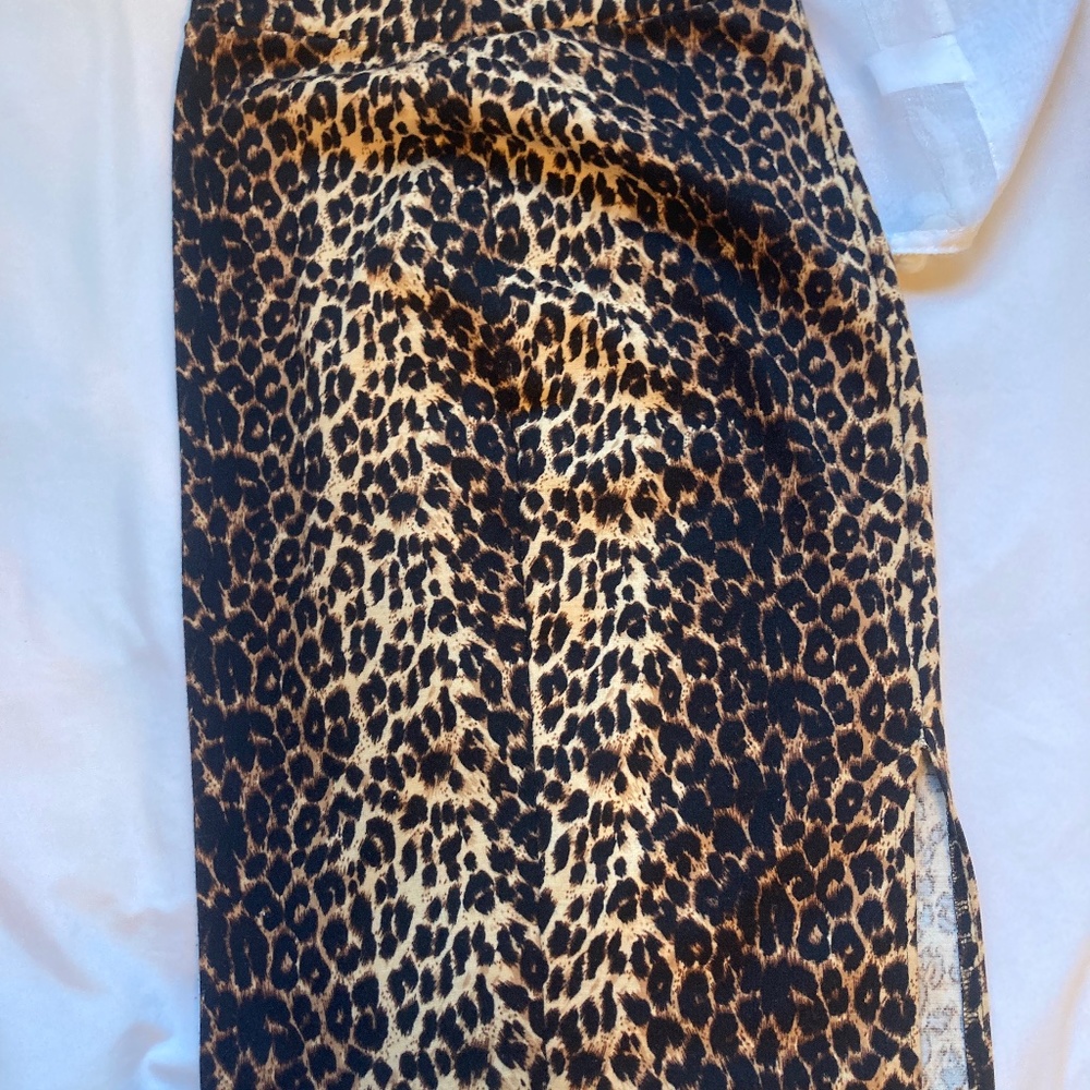 Cheetah Print high rise pencil skirt with small slit